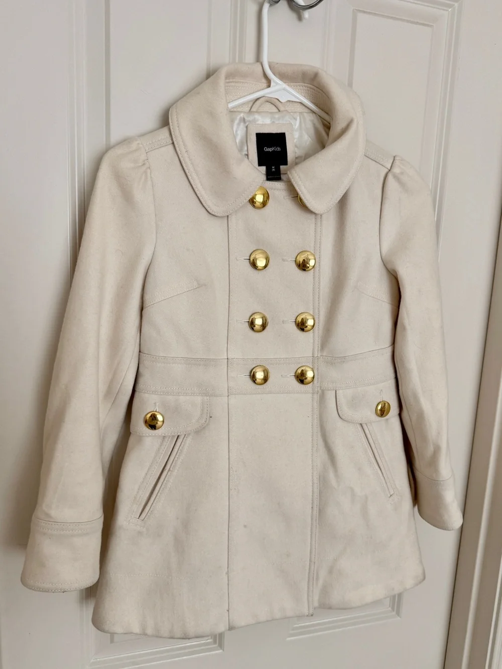 GAP Kids Cream Pea Coat - Neutral Wool-Blend Jacket